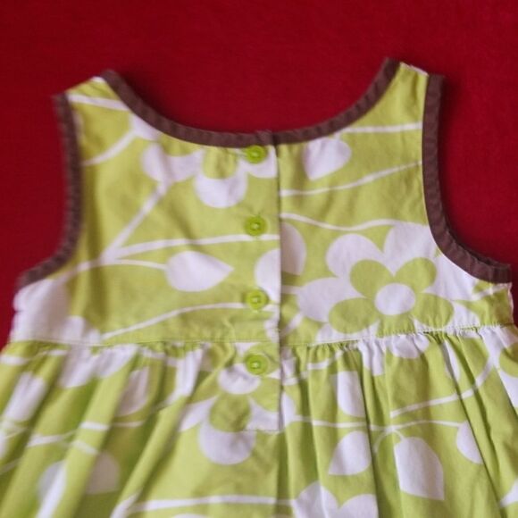 Carters Lime Grn, White and Brown Sundress,  sz  4 - Picture 4 of 6